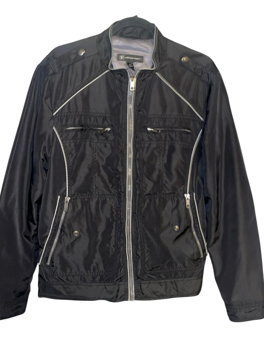 INC International Concepts Black Lightweight Windbreaker Jacket
